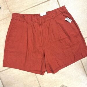 NWT Old Navy Plus 2X Women’s Extra High-Waisted Linen Trouser Shorts 5-inch wine